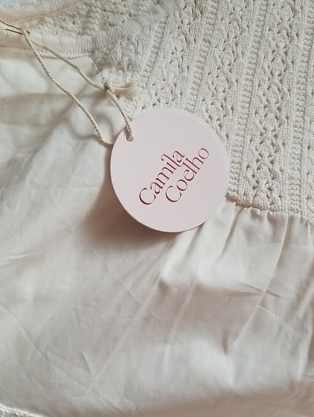 NEW! Camila Coelho Ivory Cream Collar Crochet Sleeveless Button Tank Vest Top - Picture 7 of 7